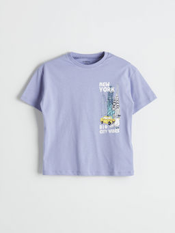 Bisiklet Yaka Bask?l? Erkek ?ocuk Ti??rt