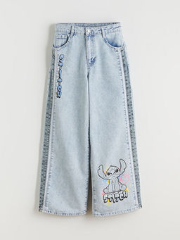 Wideleg Stitch Bask?l? K?z ?ocuk Jean Pantolon