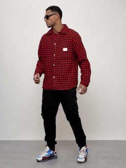 Ветровка рубашка мужская букле красного цвета 58379Kr