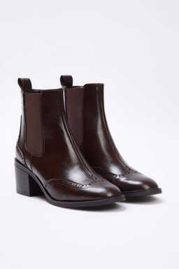 Kahverengi Lastik Detayl? Kad?n 6,5 cm Blok Topuklu Bot TAKAW26BO00089