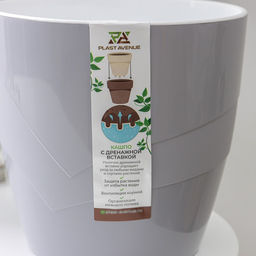 Кашпо для цветов со вставкой «Грация», 2 л, цвет серый