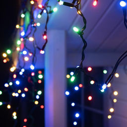 Гирлянда «Бахрома» 3×0.6 м, IP65, УМС, тёмная нить каучук, 108 LED, свечение мульти, 220 В
