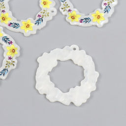 Цена за 4 шт. Декор для творчества акрил Веночек с жёлтыми цветами, 0.2?3.9?3.9 см