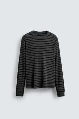 CHECK TEXTURED T-SHIRT - Zara фото 6