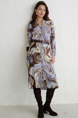 Платье-рубашка с английским воротником принт - Martichelli фото 33