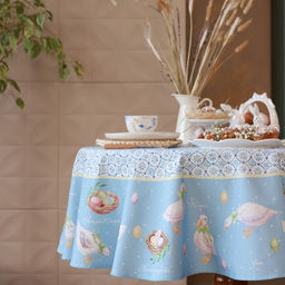 Скатерть Этель Пасхальные радости, d=148 см, саржа, хлопок, 190г/м2  фото 3