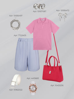 Футболка - поло женская MINAKU, размер 44-46 (M), интерлок, розовая