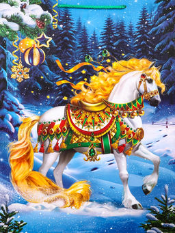 Пакет подарочный новогодний ламинированный, «Конь», 33×10×42.5 см