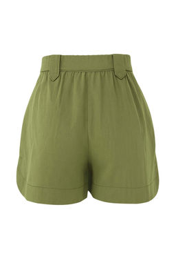 Trendyolmilla Ac?k Haki Keten Gorunumlu Kusakl? Sort & Bermuda TWOSS25SR00224