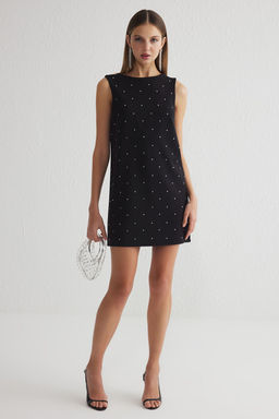 TRENDYOLMILLA Siyah Parlak Tas Baskl? Super Mini Elbise TPRAW25EL00192 фото 9