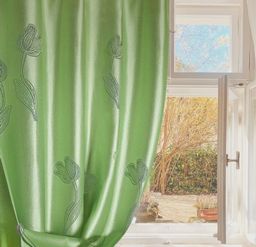 333740/145, ТЮЛЬПАНЫ, жаккард с вытканным рисунком, цвет - нежный лайм, ГОТОВАЯ ШТОРА: высота 2,5 м ширина от 1,5 м (см. последнюю цифру артикула), ширина ленты 40 мм, ШТОРНАЯ ЛЕНТА