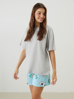 Beli Lastikli Desenli Kad?n ?ort Pijama Alt?