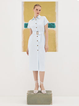 Льняной сарафан с поясом 422.050098/Бежевый - Seven senses фото 7