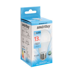 Цена за 2 шт. Лампа cветодиодная Smartbuy, E27, A60, 13 Вт, 4000 К, дневной белый свет