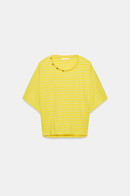 CAMISETA RAYAS ALGOD?N Y LINO / Amarillo - Zara фото 5