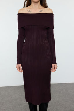 Murdum Midi Triko Basic Carmen Yaka Elbise TWOAW25EL00033