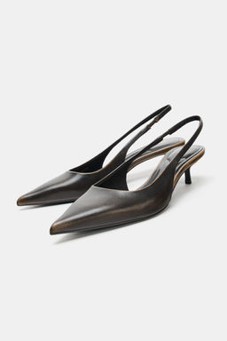 LEATHER SLINGBACK SHOES - Zara фото 8