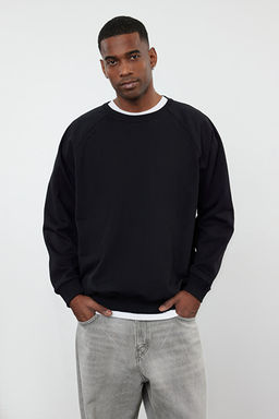 Siyah Oversize/Geni_ Kesim __i Polar/S_cak Tutan Reglan Kol Sweatshirt TMNAW23SW00190 - Trendyolmilla фото 2