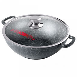 Казан с антипригарным покрытием 6л, д28см "Гранит", h15см, s0,4см, литые ручки, стеклянная крышка с пароотводом, подарочная упаковка (Россия)