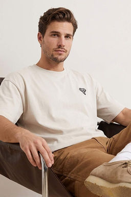 Gri Oversize/Geni_ Kal_p Fil Nak__l_ %100 Pamuk T-Shirt TMNSS26TS00047