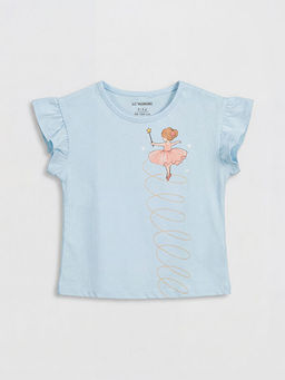 Bisiklet Yaka Bask?l? K?z ?ocuk F?rf?rl? Ti??rt