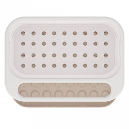 Подставка для губок, моющего средства, тряпок пластмассовая 21,5х15х13см бело-бежевый (Россия)