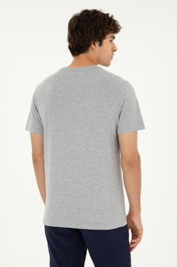 Erkek Regular Fit Bisiklet Yaka Gri Melanj Basic Ti__rt