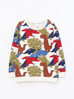 Bisiklet Yaka Uzun Kollu Bask?l? Erkek Bebek Sweatshirt