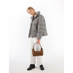 Сумка женская багет на молнии, 26×7×13 см, тёмно-коричневая