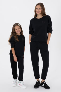 K_z _ocuk Siyah Simli Bask_ Detayl_ Bisiklet Yaka Basic Sweatshirt Sepette S_rpriz _ndirim - U.s. polo assn фото 8