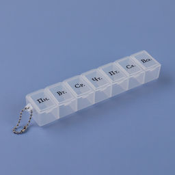 Цена за 3 шт. Таблетница «На неделю», с цепочкой, русские буквы, 15×3.3×2 см, 7 секций, МИКС