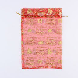 Цена за 20 шт. Мешочек подарочный новогодний Подарок Деда Мороза, органза, красный, 20 х 30 см - Дарите счастье фото 6