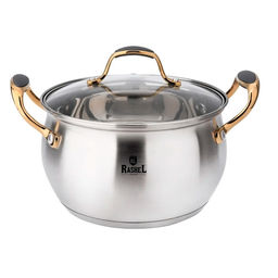Кастрюля 4,7л из нержавеющей стали со стекл. кр., 22х12,5 см (10228010/151025/5317567, Китай) (R-400 /RASHEL/