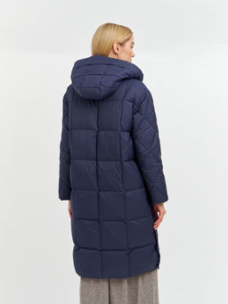 Пуховик женский стеганый с капюшоном в синем цвете - Glenfield фото 8