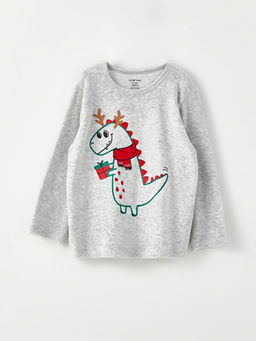 Bisiklet Yaka Uzun Kollu Desenli Erkek Bebek Kadife Pijama Tak?m? - Waikiki фото 2