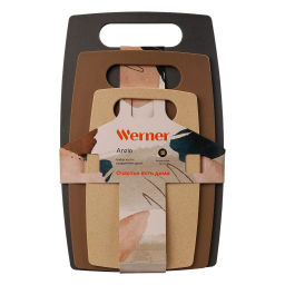 51144 WERNER Набор из 3-х разделочных досок ANZIO 35x22 / 29,5x19,5 / 24x15 см. Материал: пшеничное волокно, пластик. Цвета: темно-серый, коричневый, бежевый.  фото 5