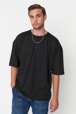 TRENDYOL MAN Siyah Basic Bisiklet Yaka Oversize/Genis Kesim K?sa Kollu T-Shirt TMNSS22TS0317 - Trendyolmilla фото 9
