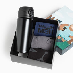 Набор подарочный KAFTAN Если че, носки 3 пары, размер 41-44 (27-29 см), термос