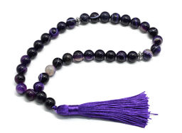 Четки шарик 10мм из агата тонированного цвет фиолетовый, 33 бусины, 33см