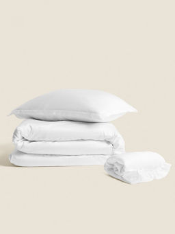 Простыня на резинке 2-спальная SL Home Tencel, 180×200+30 см, тенсель, белая