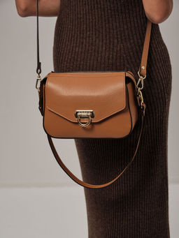 Сумка кожаная через плечо Azaro 3684 коричневый лист