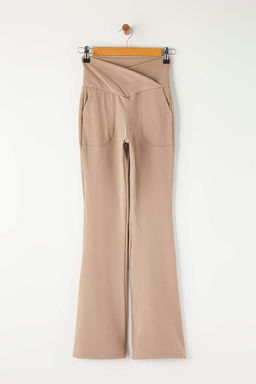 Siyah Soft F?rcal? Kumas Kruvaze Bel ve Cep Detayl? Ispanyol Paca Yoga Orme Spor Tayt THMAW26TY00000 - Trendyolmilla фото 9