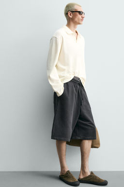 BERMUDA JOGGER RELAXED FIT EFECTO LAVADO / Antracita oscuro