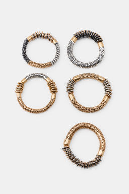 PACK 5 PULSERAS EL?STICAS COMBINADAS / Oro / Plata - Zara фото 4