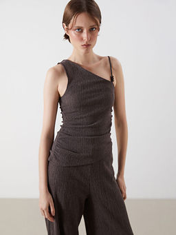 Kay?k Yaka Dokulu B?zg?l? Bluz