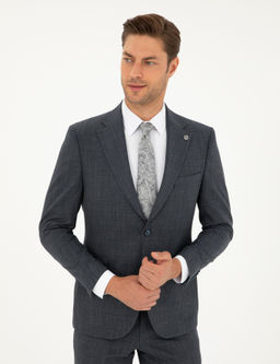 Lacivert Slim Fit Tak_m Elbise