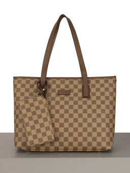 LАСCOMA сумка А567-шахматы-бежевый-коричневый эко кожа-канва