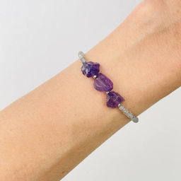 Браслет из Лабрадора и Аметиста 16 см +