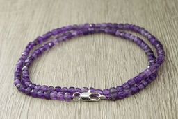 Аметист кубики гранёные 3.5мм, "Окта" бусы 47см