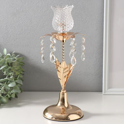 Подсвечник на 1 свечу «Распустившийся цветок», d=3 см, 11×11×30 см